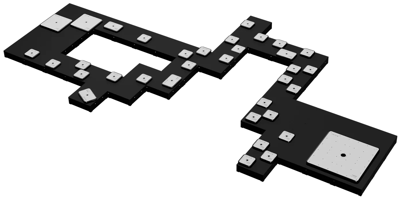 Planar Motor XBots on Flyway tiles